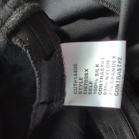 TADASHI Vintage Black Silk Satin Pleated Chiffon Skirt Open Back Dress - Picture 7 of 7